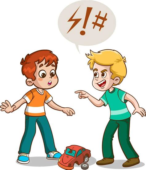 Cartoon illustration angry boy and friends arguing with each other ...