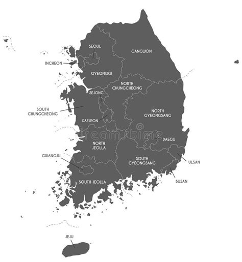 Mapa Vectorial De Corea Del Sur Con Provincias Metropolitanas Y