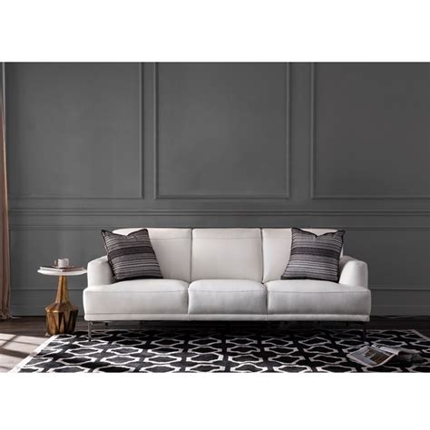 Jenson Modern Leather Sofa In Creamy White Homesquare