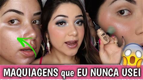 TESTANDO MAQUIAGENS Que Eu NUNCA USEI Elaynepadilha Makeup YouTube