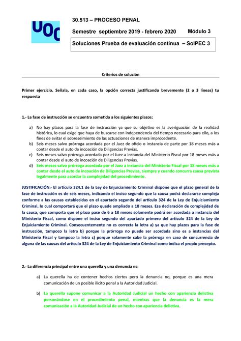 Soluci N Pec Soluci De La Pac De L Assignatura Proc S Penal