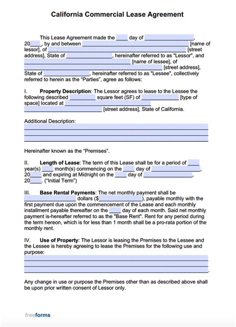 Free California Rental Lease Agreement Templates Pdf Word