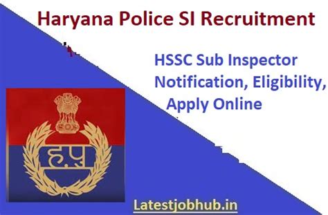 Haryana Police Si Recruitment Hssc Sub Inspector Jobs