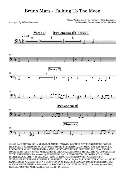 Talking To The Moon arr Felipe Gonçalves Sheet Music Bruno Mars