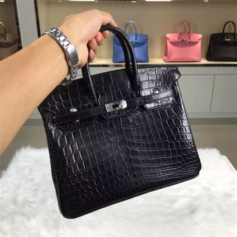 Wholesale Hermes Birkin Cm Black Crocodile Skin Womens Tote Bag