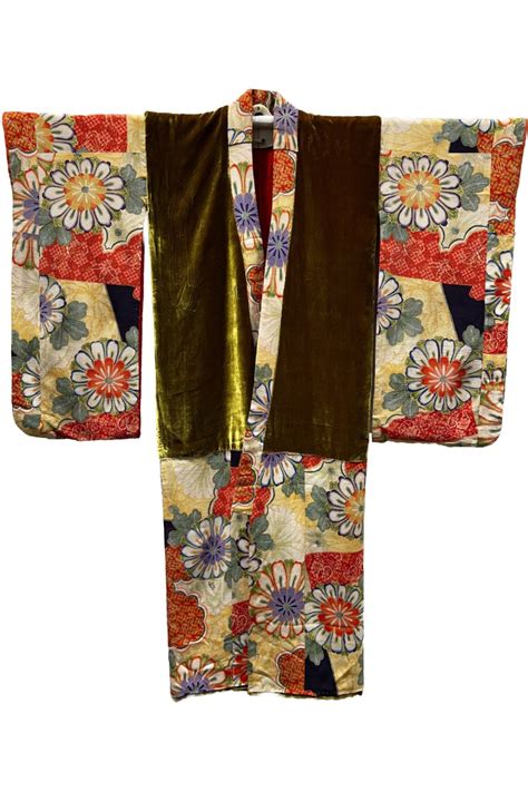 Floral Silk And Velvet Kimono Colour Multicolour