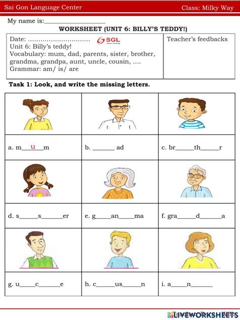 Billy S Teddy Exercise For Class Milky Way Live Worksheets