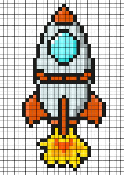 Pixel Art Rocket By Modeling Head Minecraft Pixel Art Pixel Art Grid Pixel Art Pattern