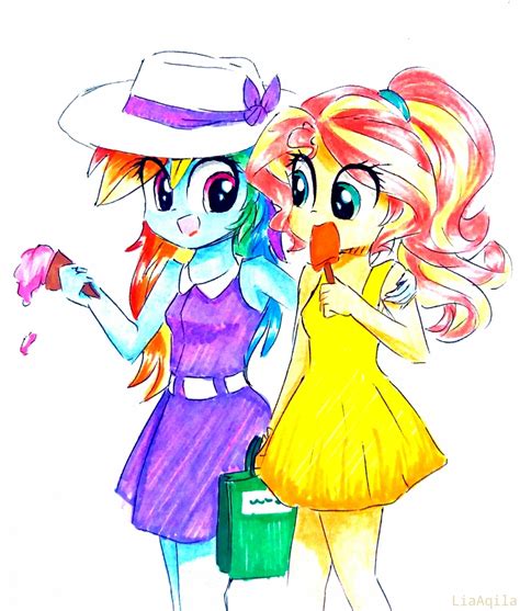 1995725 Safe Artist Liaaqila Rainbow Dash Sunset Shimmer