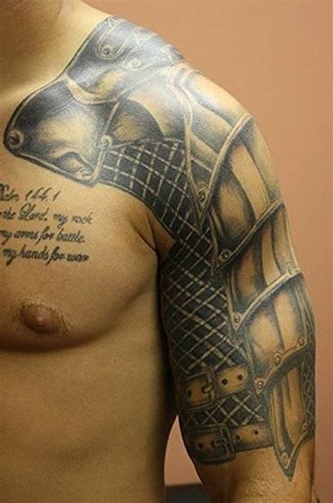 Shoulder Tattoo Of Armor Half Sleeve Tattoo Site