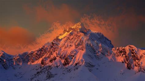 Majestic Sunset Over Mountain Peak Generative AI Stock Image Image