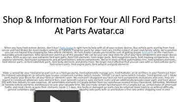 PPT Find Huge Collection Of Ford Parts At PartsAvatar Shop Best Ford