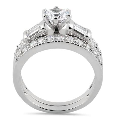 Sterling Silver 2-Piece CZ Engagement Set Ring