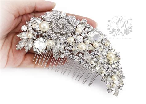 Wedding Hair Comb Swarovski Pearl Rhinestone Hair Comb Bridal