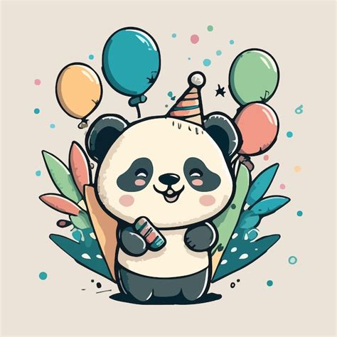 Desenho De Pincel Vetorial De Um Panda Comemorando Vetor Premium