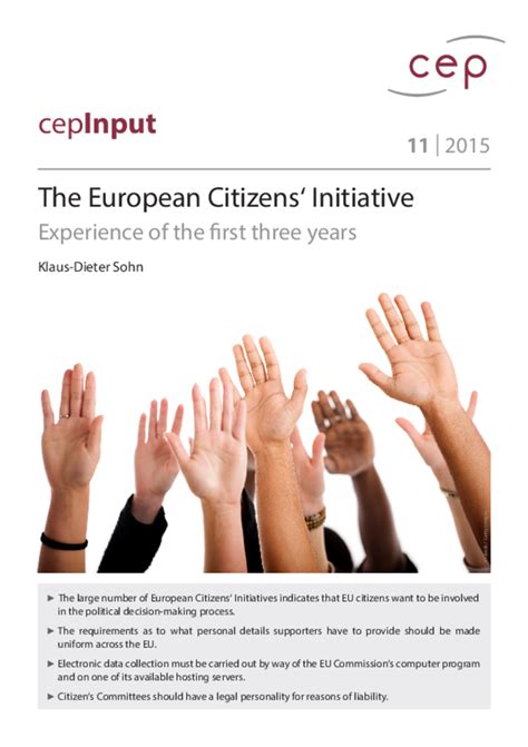 The European Citizens Initiative Cep Centre For European Policy Network