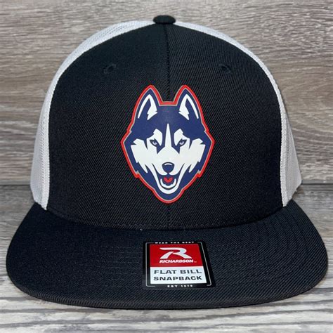 Uconn Huskies 3d Flat Bill Snapback Hat Black White Nike