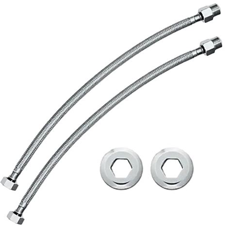 Kit 02 Engate Mangueira Flexível Trançado Aço Inox 60cm Quente Fria