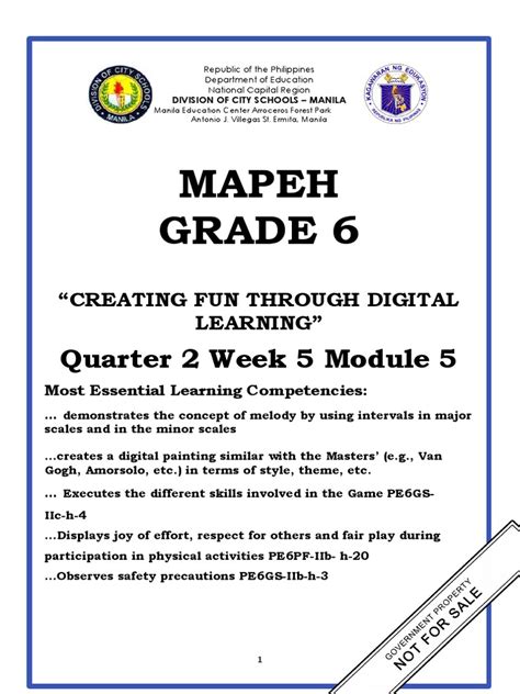 Mapeh Grade 6 Quarter 2 Week 5 Module 5 Pdf Graphic Design Piano