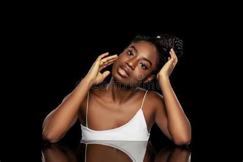 Portrait Of Young Beautiful Dark Skinned Woman Without Makeup Isolated