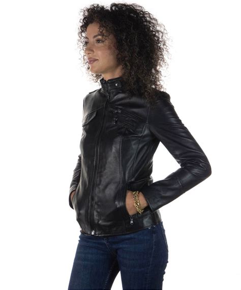 Michelina Giacca Donna Nera In Vera Pelle Leathertrend It