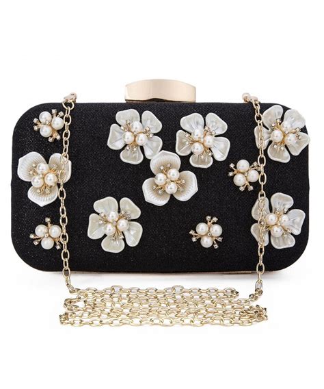 Women S Floral Beaded Design Evening Clutch Bags Wedding Purse Black