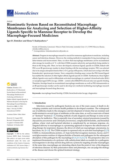 PDF Biomimetic System Based On Reconstituted Macrophage Membranes For