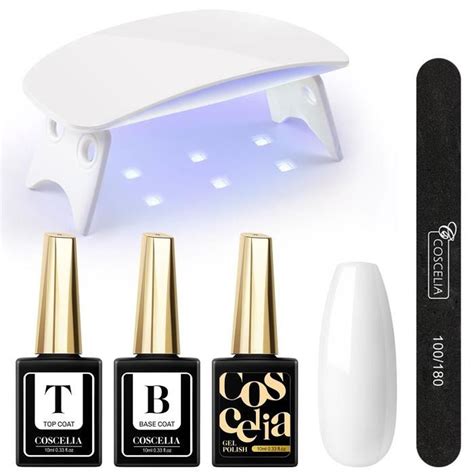 Coscelia Kit De Manucure Avec Mini Nail Lampe Led Uv W Top Coat Base