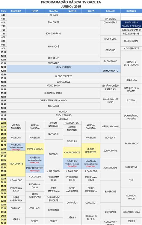 Rede Globo Comercial TV Gazeta TV Gazeta Fique Por Dentro Da Grade