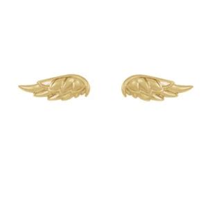 Angel Wing Stud Earrings 14k Gold Guardian Angel Tiny Stud Earrings