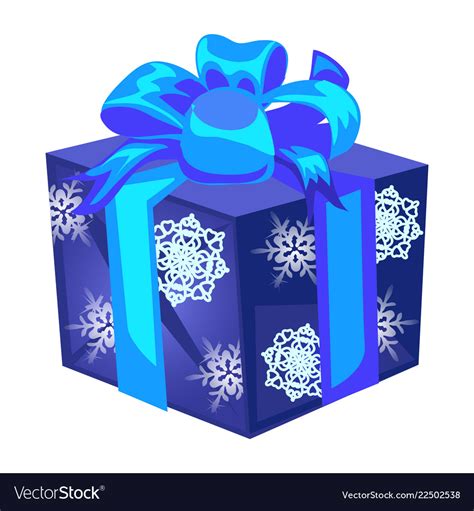 Blue Gift Box With A Bow With Wrapped Paper Vector Image