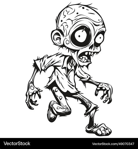 Scary Black And White Zombie For Halloween Vector Image