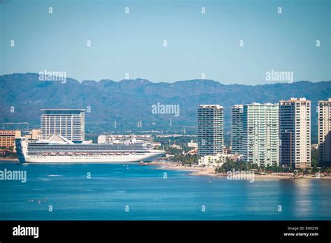 Mexico, Puerto Vallarta, cruise ship approaching the port Stock Photo ...