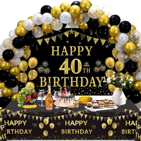 Vintage 40th Birthday Decorations For Men Black Gold 1984