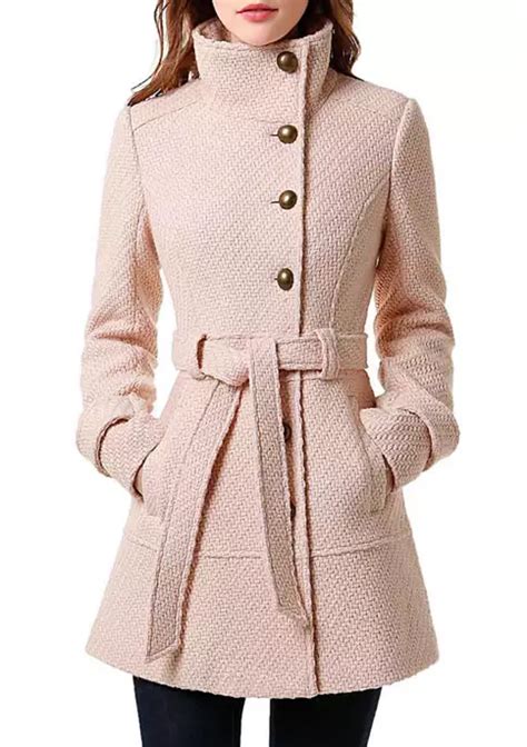 Kimi And Kai Womens Belted Wool Blend Boucle Trench Coat Belk