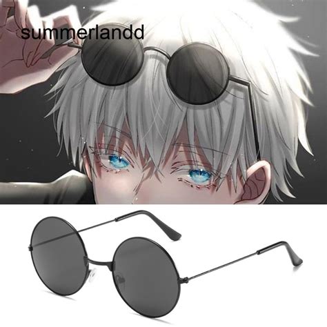 Sl Anime Jujutsu Kaisen Gojo Satoru Cosplay Black Eyeglasses Round Frame Eyewear Party Costume