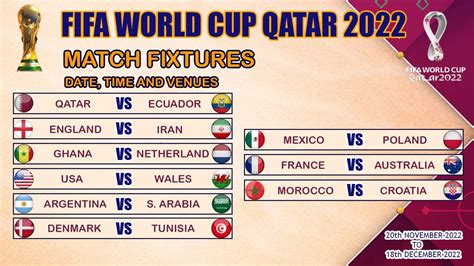 FIFA World Cup Qatar 2022 Fixtures Match Schedule FIFA World Cup 2022