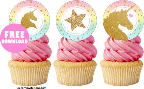 FREE Printable Unicorn Cupcake Toppers template 🦄