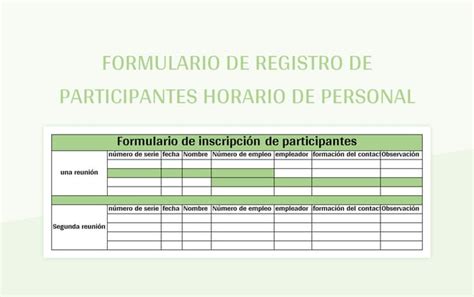 Plantillas Formulario De Registro De Participantes Para Excel Gratis Y