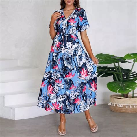 Robe D T D Contract E Imprim E Florale Manches Courtes Col En V Robe