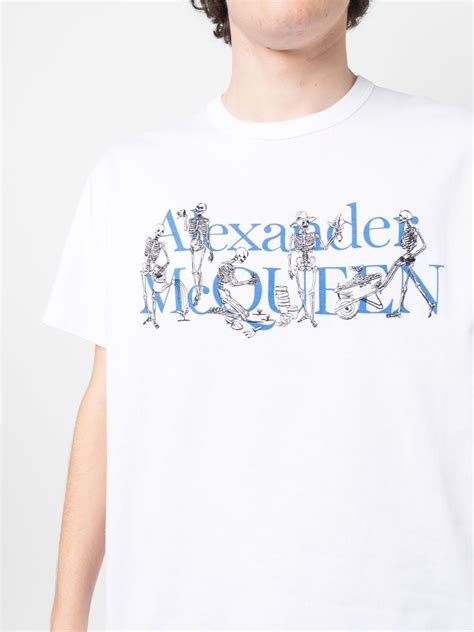 Alexander Mcqueen Logo Print Short Sleeve T Shirt White Farfetch