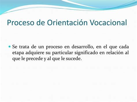 El Proceso De Orientacion Vocacional Ppt