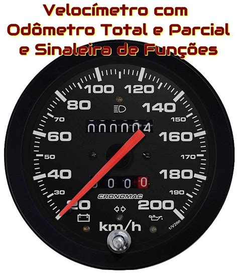 Velocímetro 200km h ø100mm Hodom Duplo e Sinaleira Street Preto