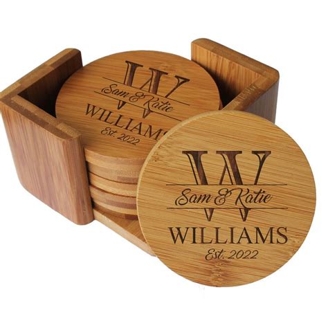 My Personal Memories Custom Engraved Bamboo Wood Coasters