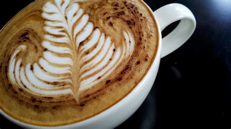 Nice Texture Of Latte Art On Hot Latte Coffee Stock Photo Image Of