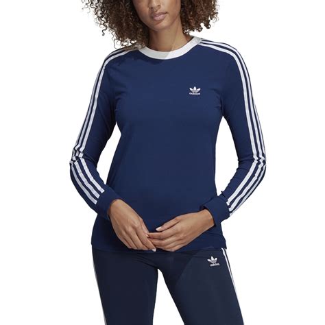 Adidas Originals 3 Stripes Long Sleeve Tee Dark Blue