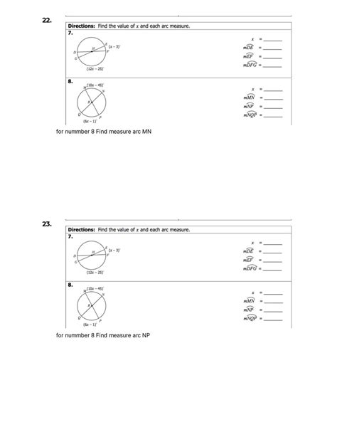 Arc Length Worksheet With Answers