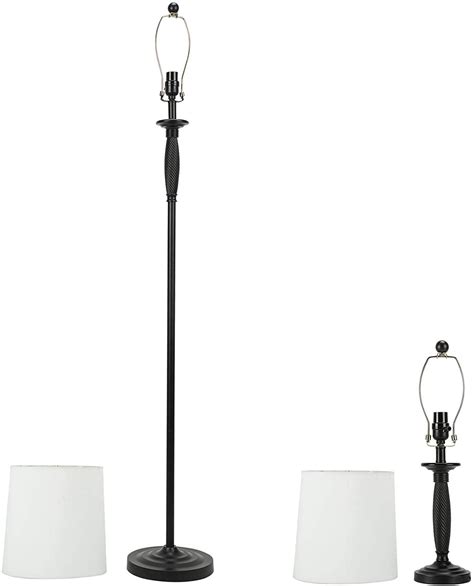 3 Lamp Set Classic Metal Base Floor Lamp Table Lamps