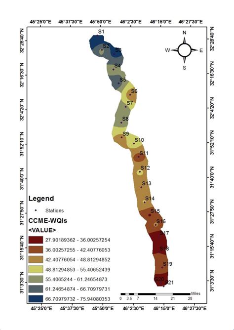 water quality index wqi map  drinking irrigation  living
