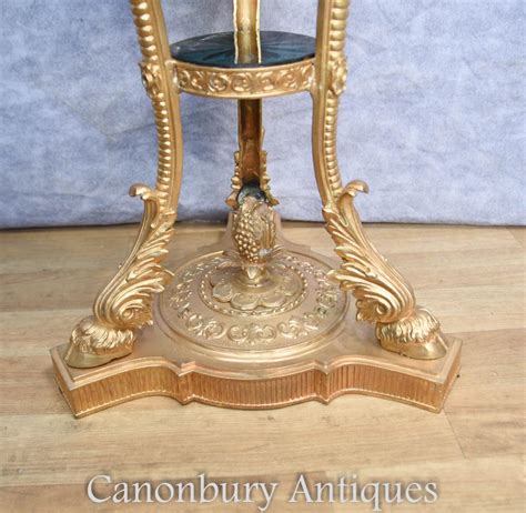 Pair French Empire Large Cut Glass Urns Vases Ormolu Stands